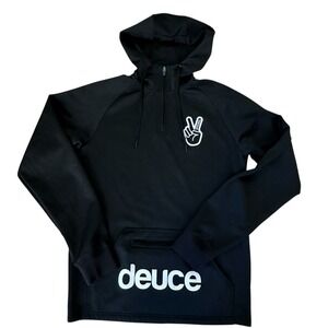 Deuce Athletic Pullover Hoodie Sweater Men's Medium Pockets 1/4 Zip Black Logo